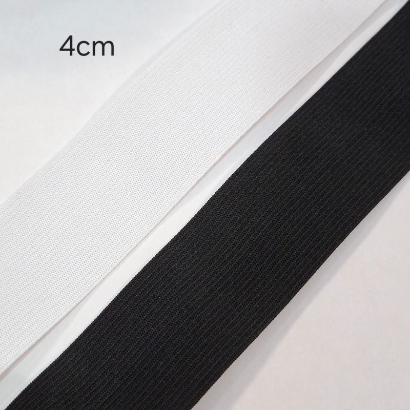 Elastique 4 cm au mètre (noir et blanc)