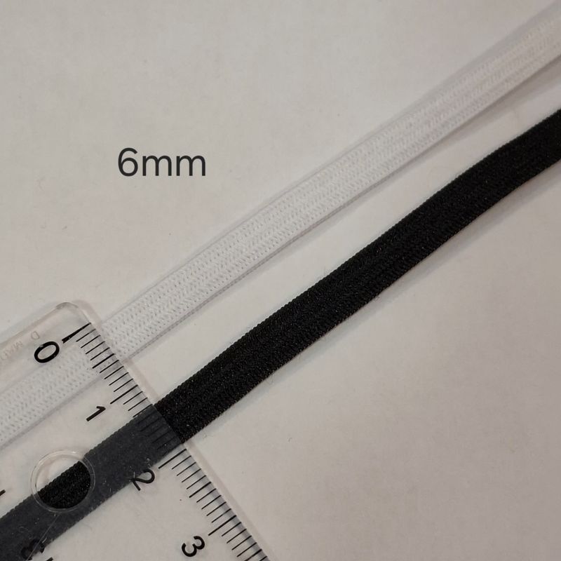 Élastique 6mm au m (noir et blanc)