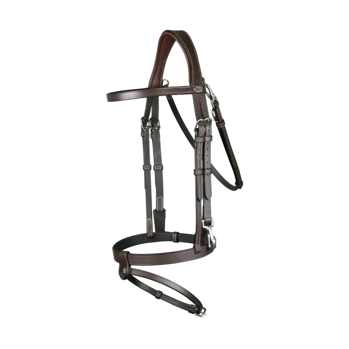 Dy&#39;on - Bridon cuir plat avec mousquetons, Taille: Cheval, Couleur: Havane
