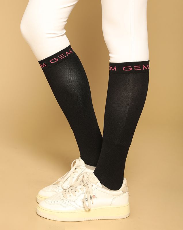GEM - Chaussettes Love noir / liseré logos roses