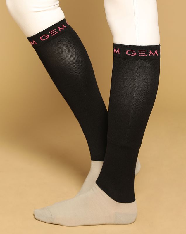 GEM - Chaussettes Love noir / liseré logos roses