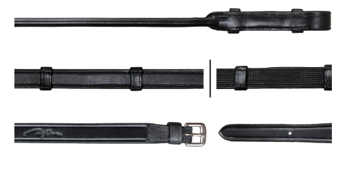 Dy'on - Rênes Hunter Grip avec 7 Arrêtoirs  5/8 Rond, Taille: Cheval, Couleur: Noir