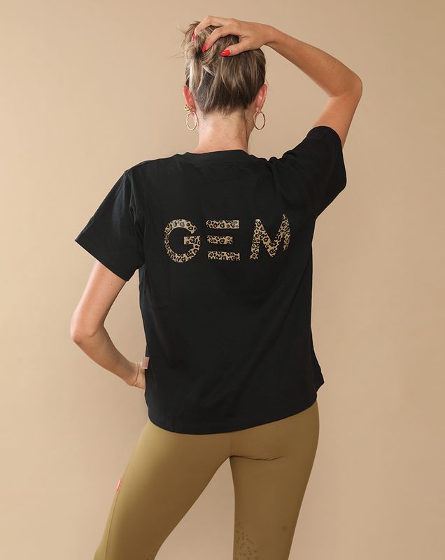 GEM - Tee-shirt Eclair noir / logo léopard GEM - Tee-shirt Eclair noir / logo léopard