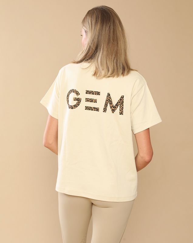 GEM - Tee-shirt Eclair beige / logo léopard GEM - Tee-shirt Eclair beige / logo léopard