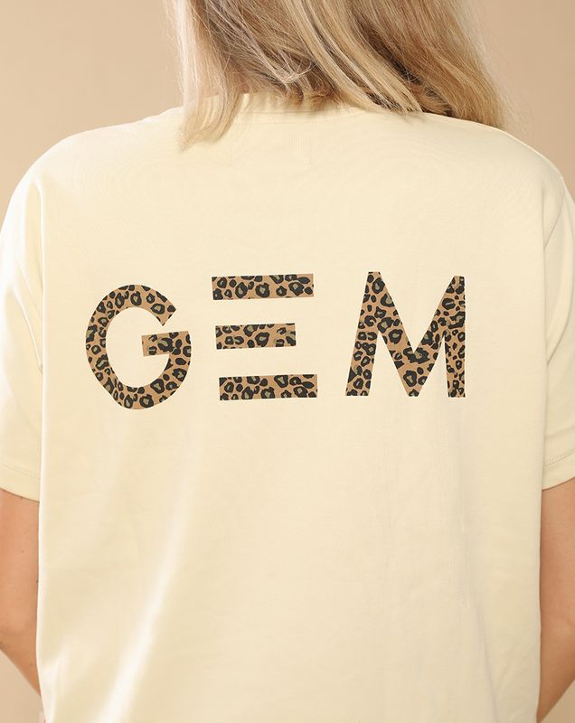 GEM - Tee-shirt Eclair beige / logo léopard