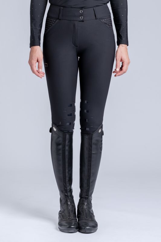 RG Italy - Pantalon Taille Haute avec Strass Femme Noir RG Italy - Pantalon Taille Haute avec Strass Femme Noir