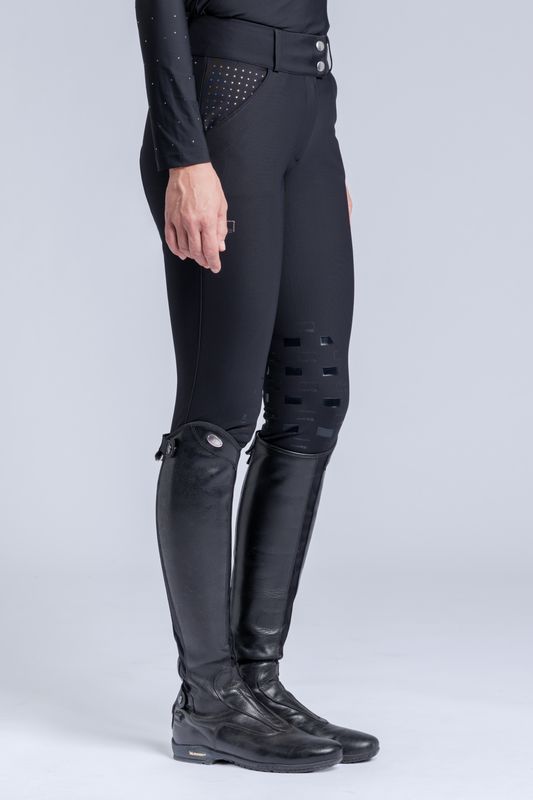 RG Italy - Pantalon Taille Haute avec Strass Femme Noir