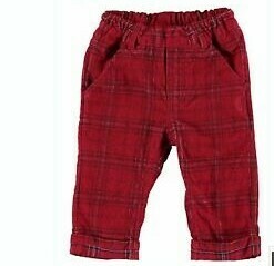 Pantalone in Velluto Rosso a Quadri Neonato Minibanda