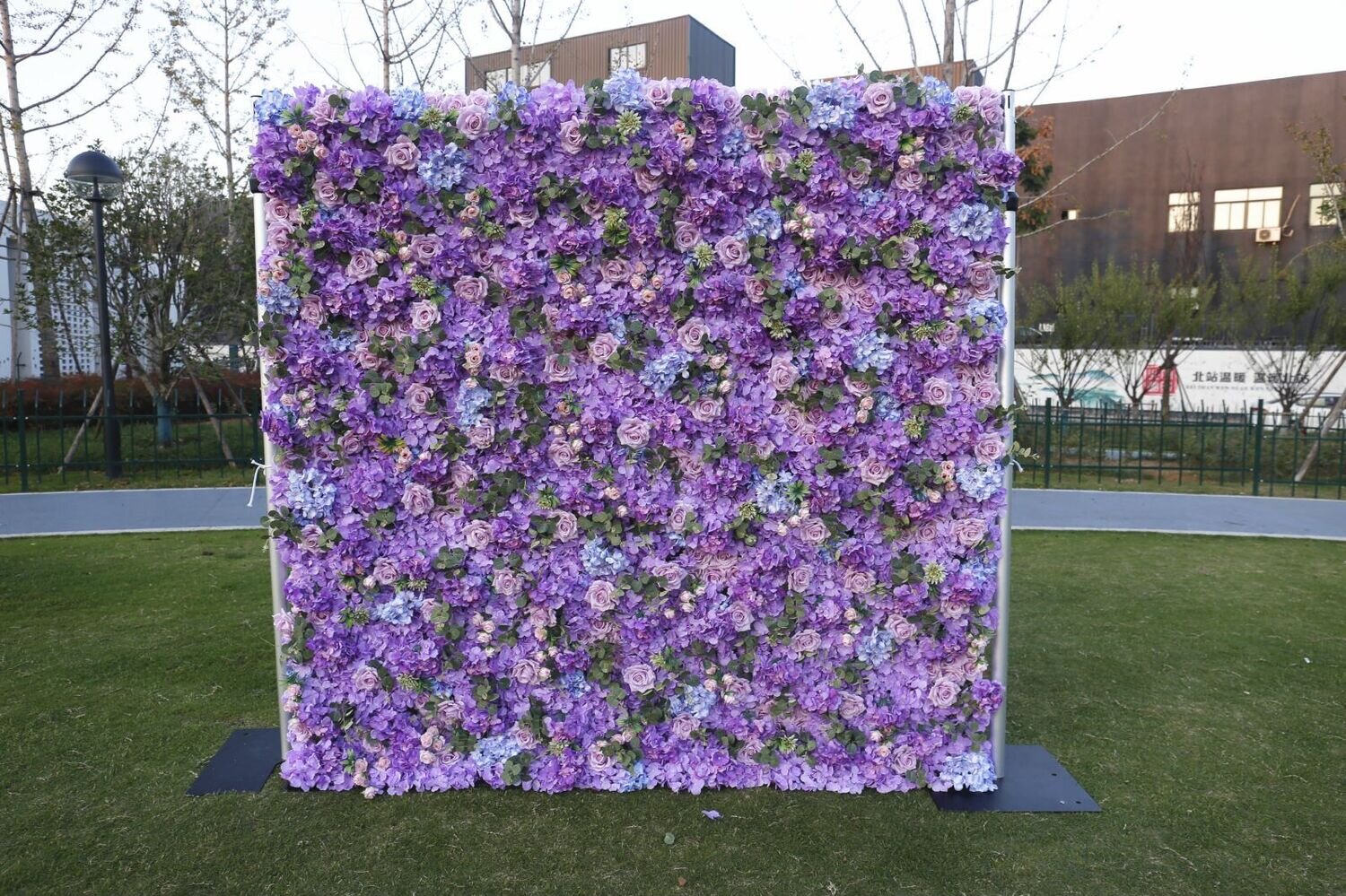 5D Luxury Purple Blue Pink Rose Orchid Flower Wall Cloth Base 8*8ft