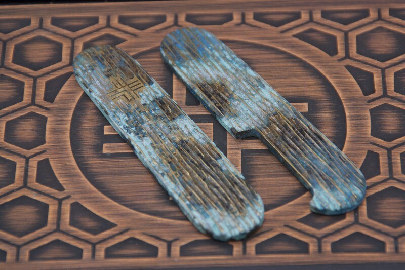91mm Brass Scales &quot;Woodgrain Pattern&quot; No.2
