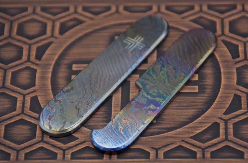 91mm Timascus Scales Heat Colored