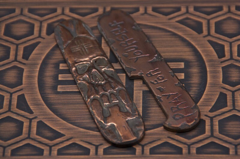 91mm Copper Hand Carved Scales &quot;Pray for Yourself&quot;