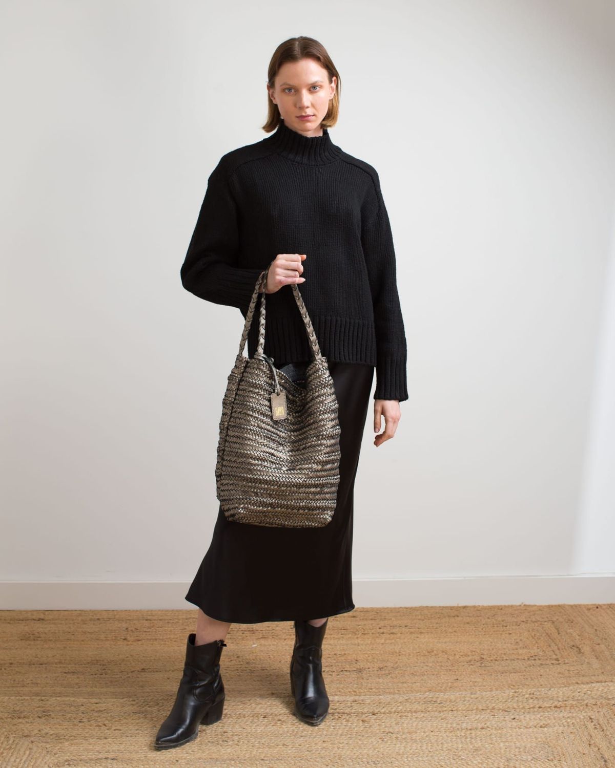 Cabas Hobo Tressé Biba Ruby - anthracite