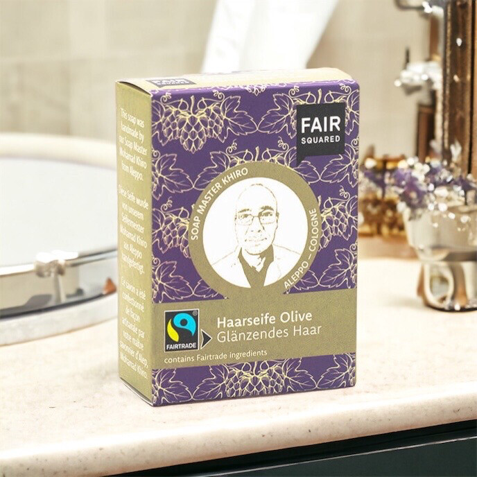 Fair Squared Haarseife Olive für glänzendes Haar