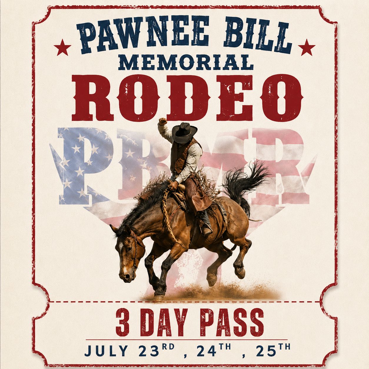 41st Annual Pawnee Bill Memorial Rodeo July 23-25 2026 (3 DAY PASS) DOS