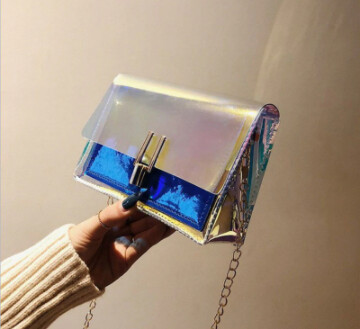 Mini Iridescent/Clear Crossbody Purse (BLUE)