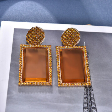 Geometric Acrylic Dangle Earrings (ORANGE)