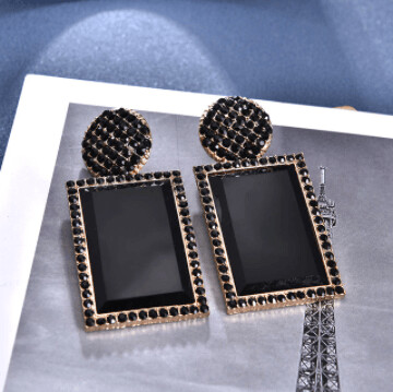 Geometric Acrylic Dangle Earrings (BLACK)