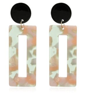 Geo Multicolor Dangle Earrings (NUDE)