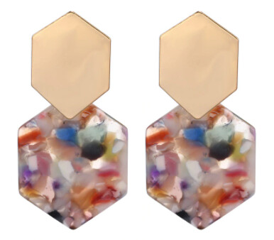 Geometric Multicolor Round Drop Earrings (MULTI)