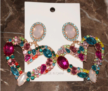 Multicolor Heart Statement Earrings