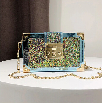 Blue Glitter Crossbody Clutch Bag/Purse