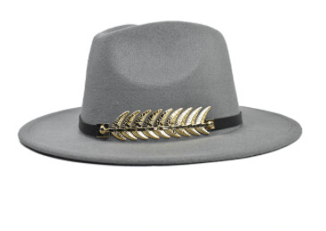 Gray Feather Accent Fedora Hat