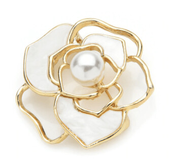 Signature Rose/"Minnie" Pearl Brooch/ Pin