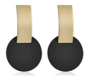 Geometric Round Drop Earrings (BLACK)