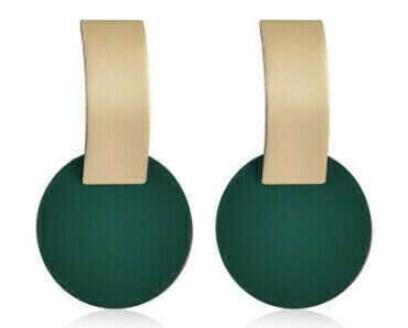 Geometric Round Drop Earrings (GREEN)