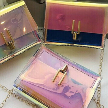 Mini Iridescent/Clear Crossbody Purse (SILVER)