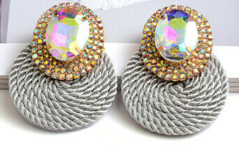 Rope Statement Studs/ Earrings (GRAY/IRIDESCENT-2)