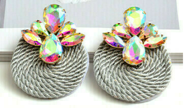 Rope Statement Studs/ Earrings (GRAY/IRIDESCENT-1)