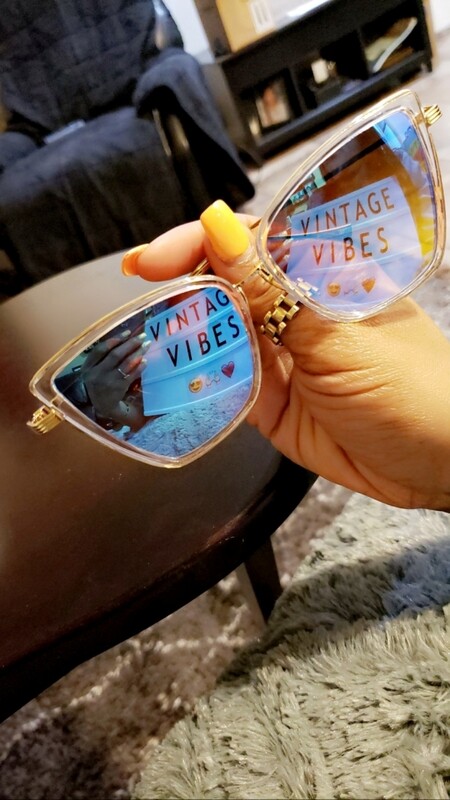 Aviator Cat Eyes Sunglasses (BLUE LENSE/CLEAR)