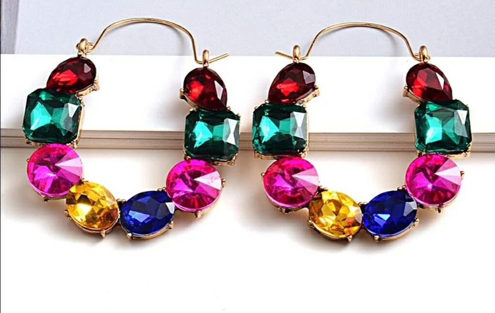 Multicolored Stone Hoops