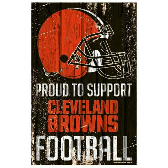 Cleveland Browns Proud to Support Wood Sign