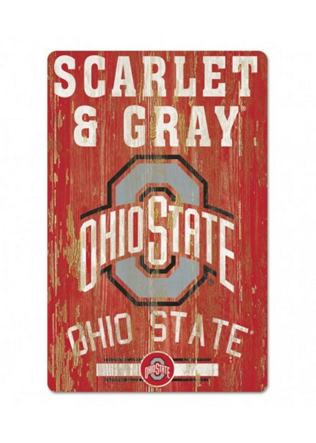 Ohio State Buckeyes Scarlet & Grey Wood Sign