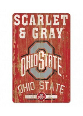 Ohio State Buckeyes Scarlet &amp; Grey Wood Sign