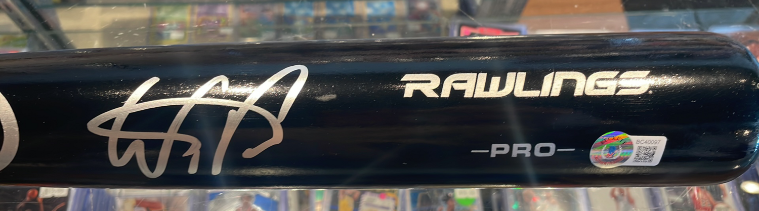 Wander Franco Rays Signed Full Name Rawlings Black Baseball Bat Beckett