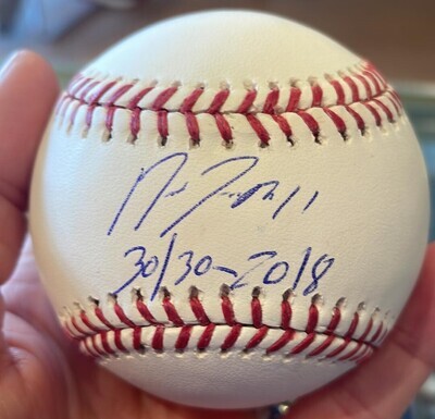 Jose Ramirez 30/30-2018 Autographed Official MLB Baseball - Beckett