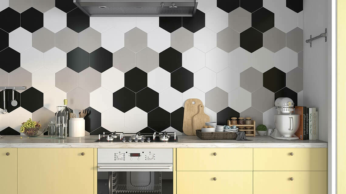 HEX PORCELAIN WALL OR FLOOR TILES 21X25