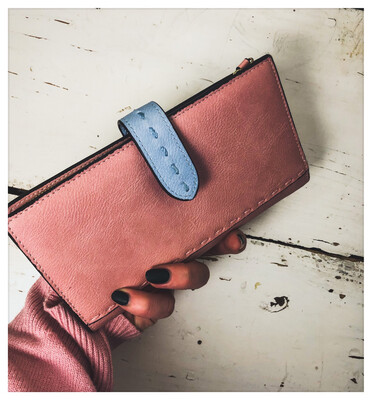 Pink & Blue Faux Leather Wallet