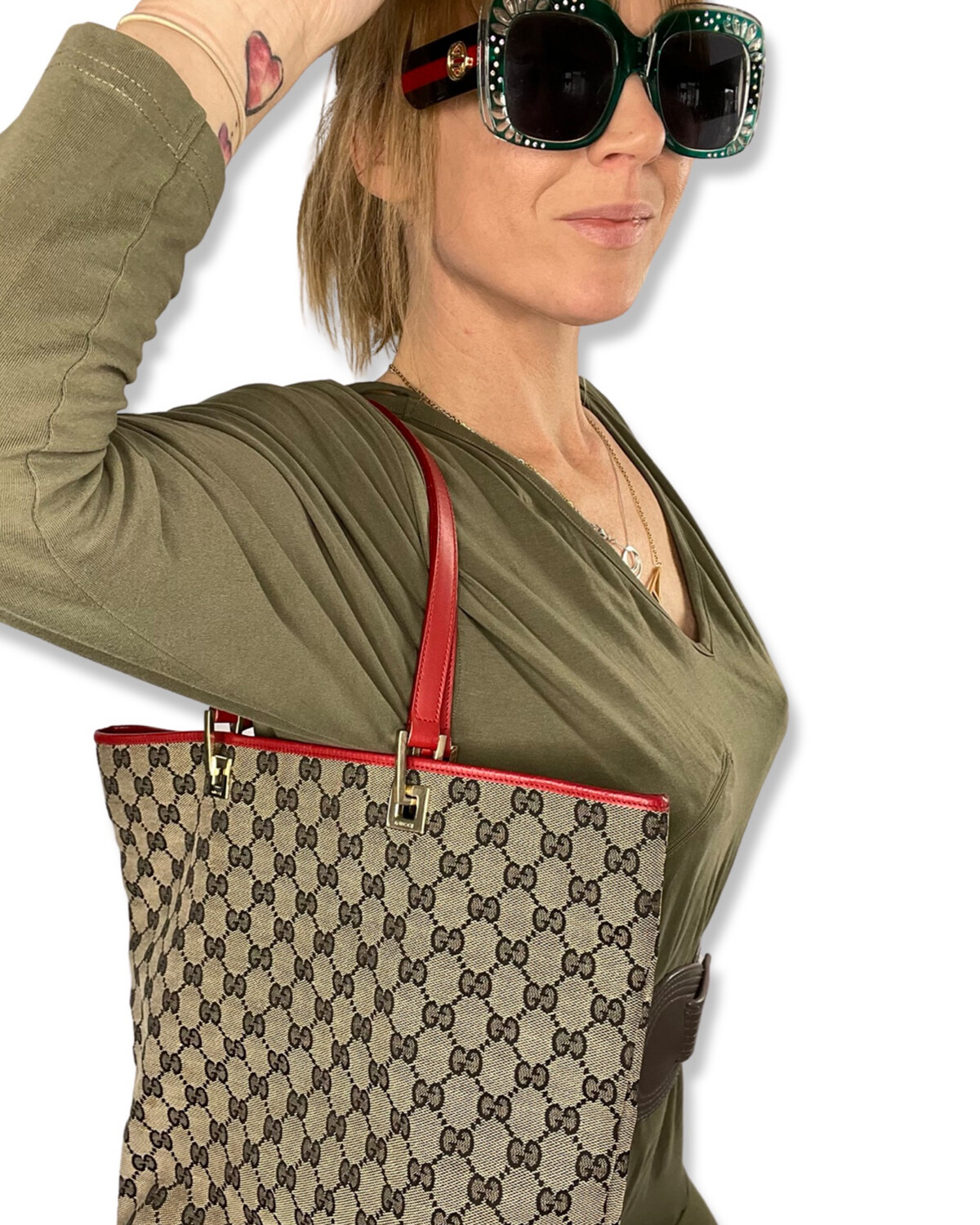 Gucci canvas & leather tote bag
