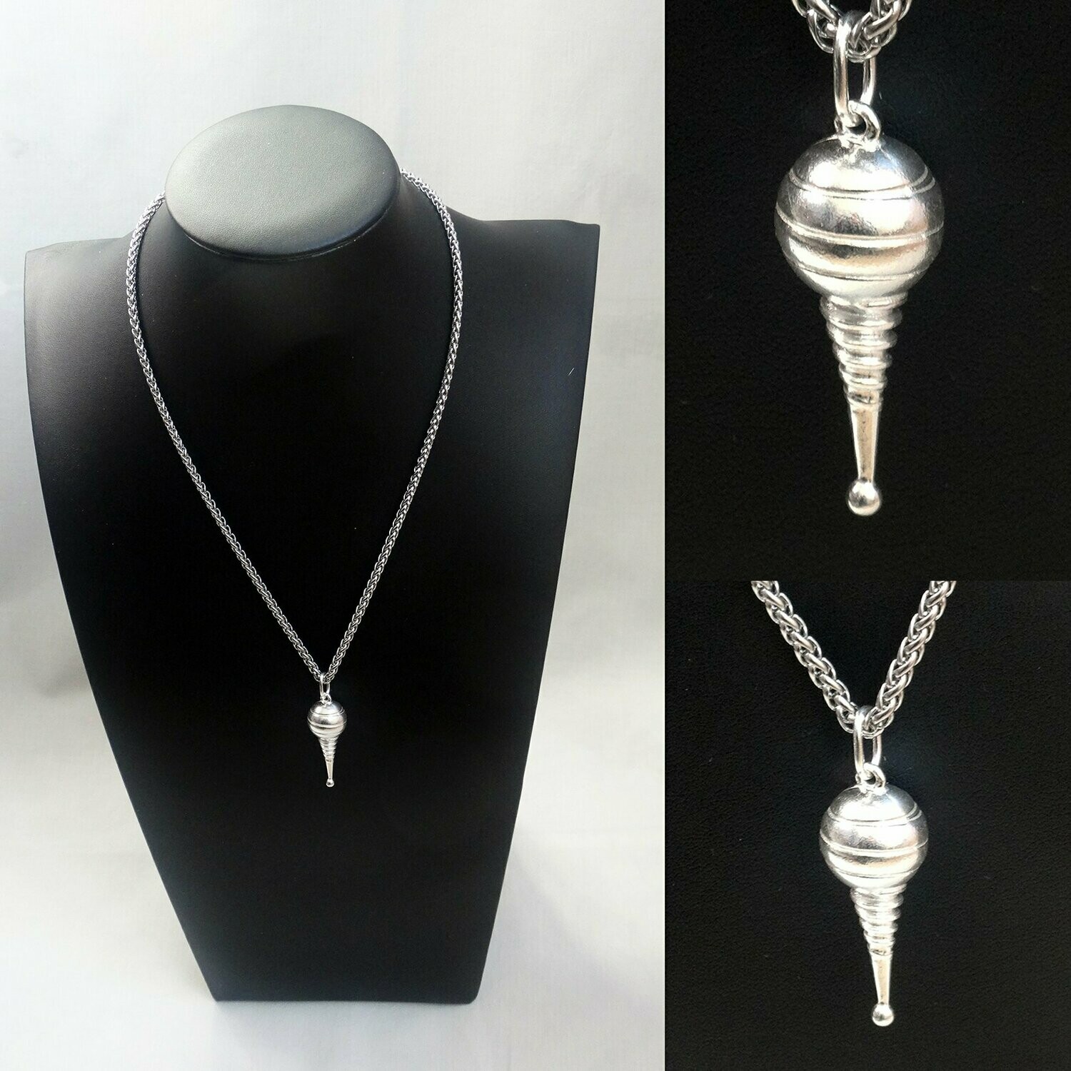 Miniconector  personal plata maciza -34 mm. - cadena acero 55 cm. ( hombre o mujer de cuello grueso)