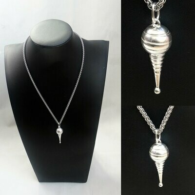 Miniconector  personal plata maciza -34 mm. - cadena acero 55 cm. ( hombre o mujer de cuello grueso)