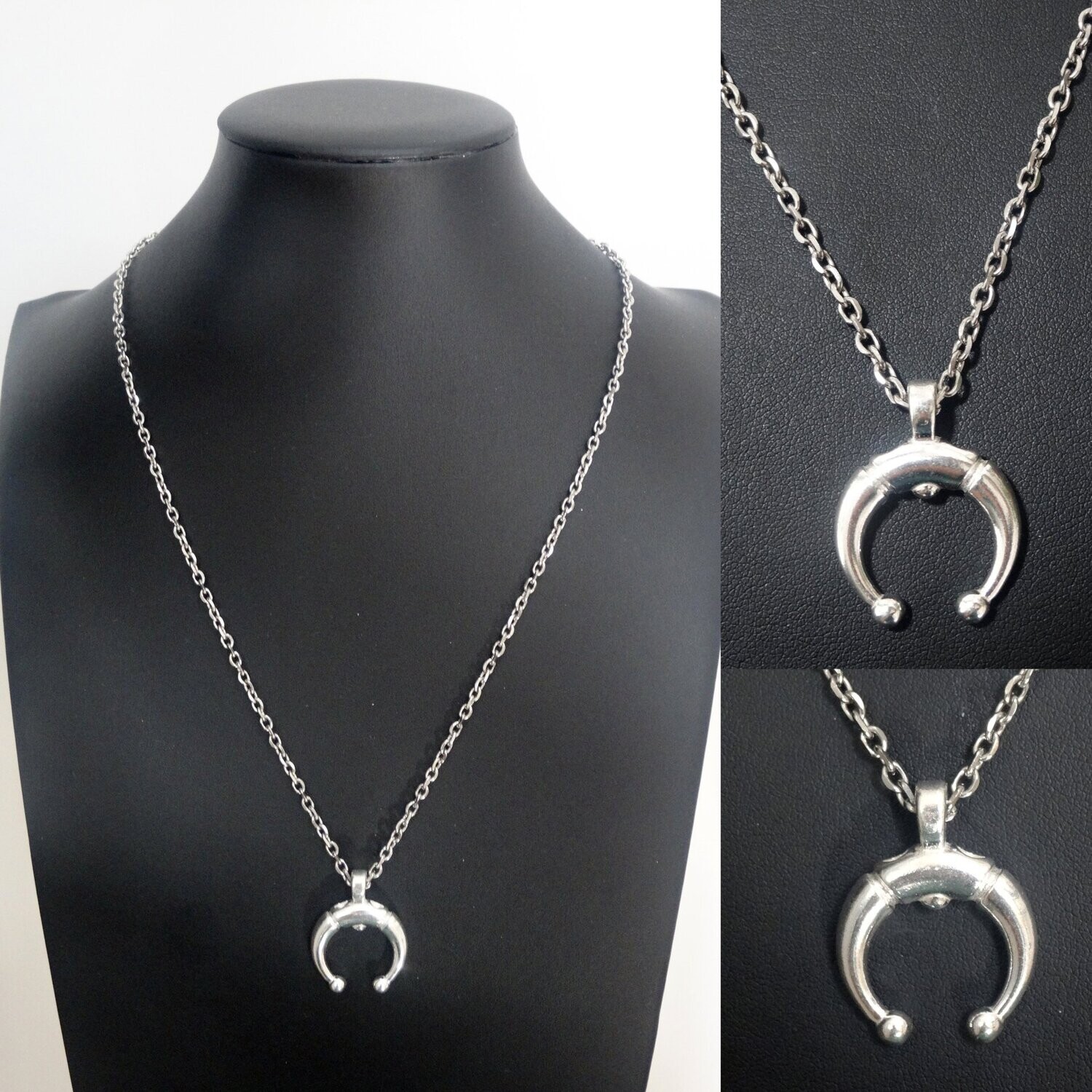 Arco astral personal plata maciza,  cadena acero 50 cm.