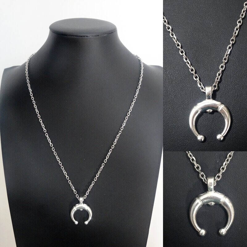 Arco astral personal plata maciza,  cadena acero 50 cm.