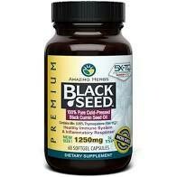 Amazing Herbs - Black Seed 100% Pure Cold-Pressed Oil 1250 mg. - 60 Softgels