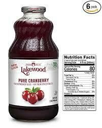 Lakewood BG15028 Lakewood Pure Cranberry Juice - 12x32OZ