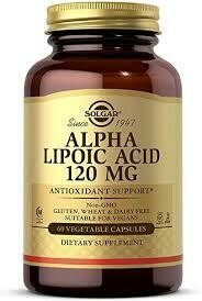 Solgar Alpha Lipoic Acid Vegetable Capsules, 120 Mg, 60 Count